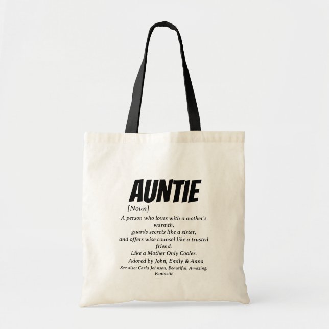 Bolso De Tela Mejor Tía de la Historia, nombre personalizado de  (Frente)