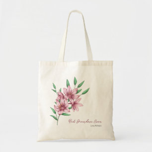 Bolso De Tela Mejor tipografía floral rosa de la abuela