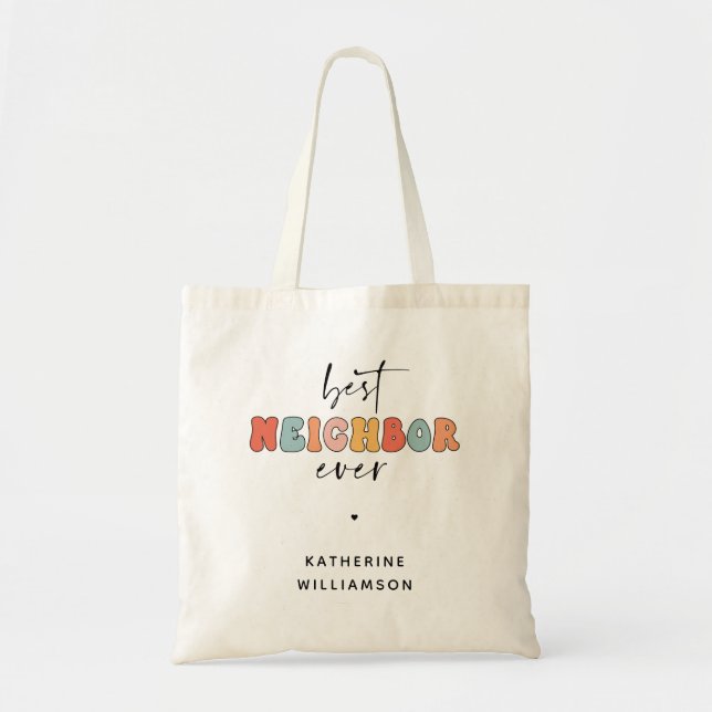 Bolso De Tela Mejor Vecino Retro Personalizado Siempre Cuto (Frente)