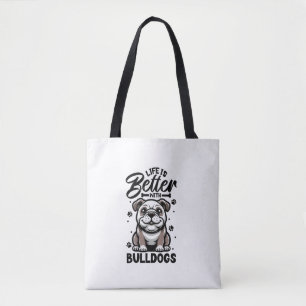 Bolso De Tela Mejor vida con Bulldog