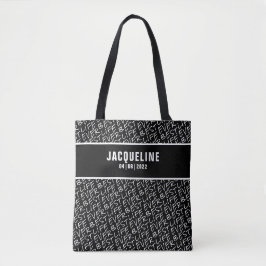 Bolso De Tela Mejor vida en negro con texto blanco personalizado