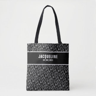 Bolso De Tela Mejor vida en negro con texto blanco personalizado