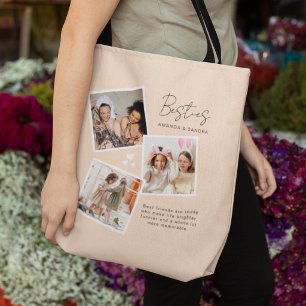 Bolso De Tela Mejores Amigas 3 Colaje de Fotos Personalizado Mej