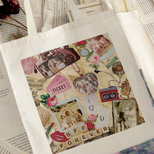Bolso De Tela Mejores Amigas Arte de Scrapbook Foto Collage BFF