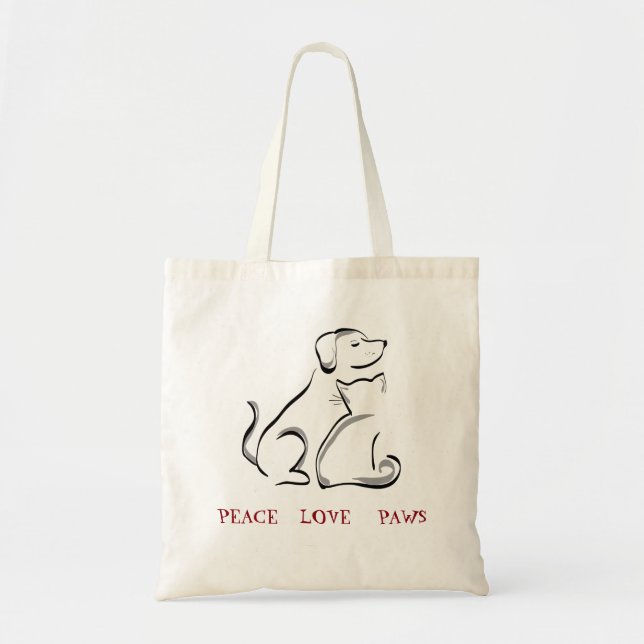 Bolso De Tela mejores amigos del gato y del perro para siempre (Frente)
