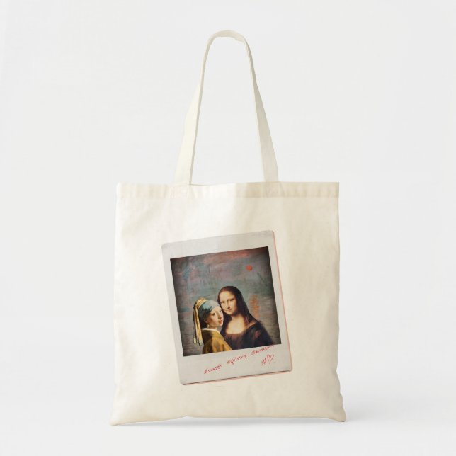 Bolso De Tela Mejores Amigos, Mona Lisa - Da Vinci (Frente)