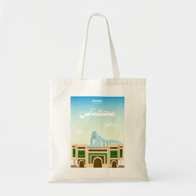 Bolso De Tela Meknes Morocco Tote – Artistic City Illustration (Frente)