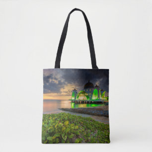 Bolso De Tela Melaka durante la puesta del sol el Masjid Selat