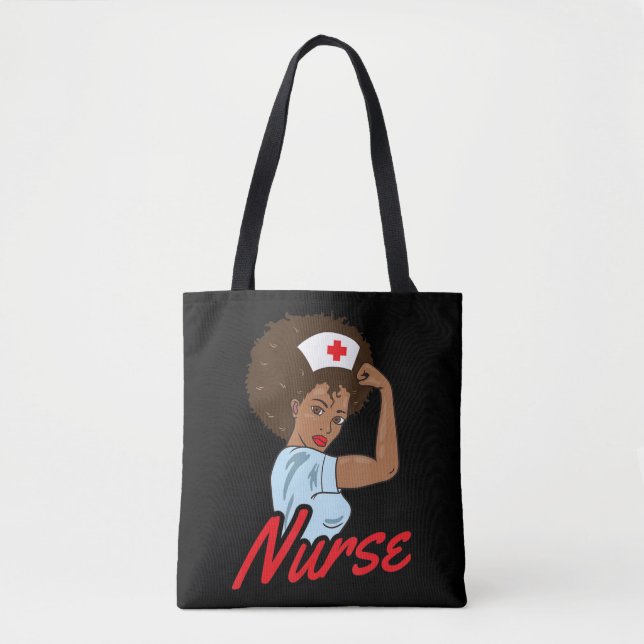 Bolso De Tela Melanin Black Nurse Clothing Gift Africano-Estadou (Anverso)