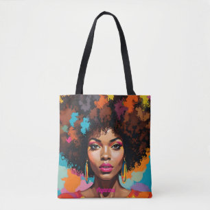 Bolso De Tela Melanin Woman w/Afro - Inspiración del arte pop