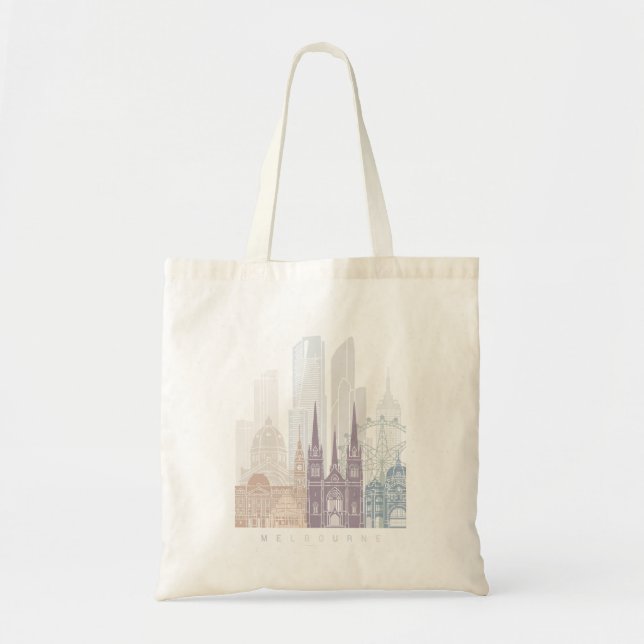 BOLSO DE TELA MELBOURNE SKYLINE POSTER PASTEL (Frente)