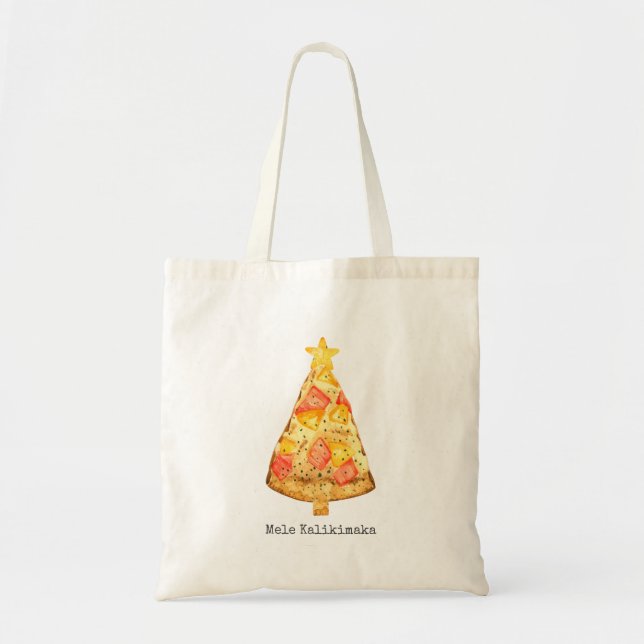 Bolso De Tela Mele Kalikimaka Feliz Navidad Hawái Pizza (Frente)