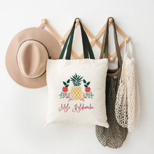 Bolso De Tela Mele Kalikimaka   Piña de Navidad hawaiano