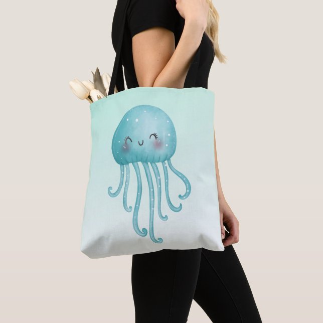 Bolso De Tela Melocote azul-verde dulce y divertido (Detalle)