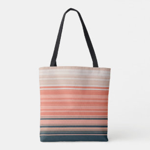 Bolso De Tela Melocotón claro, coral y rayas naranjas