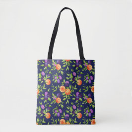 Bolso De Tela Melocotones Ciruelas Púrpura Fruta Botánica