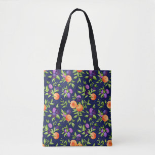 Bolso De Tela Melocotones Ciruelas Púrpura Fruta Botánica