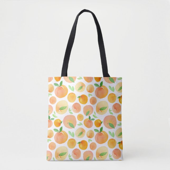 Bolso De Tela Melocotones de acuarela pintados a mano: sin costu (Anverso)