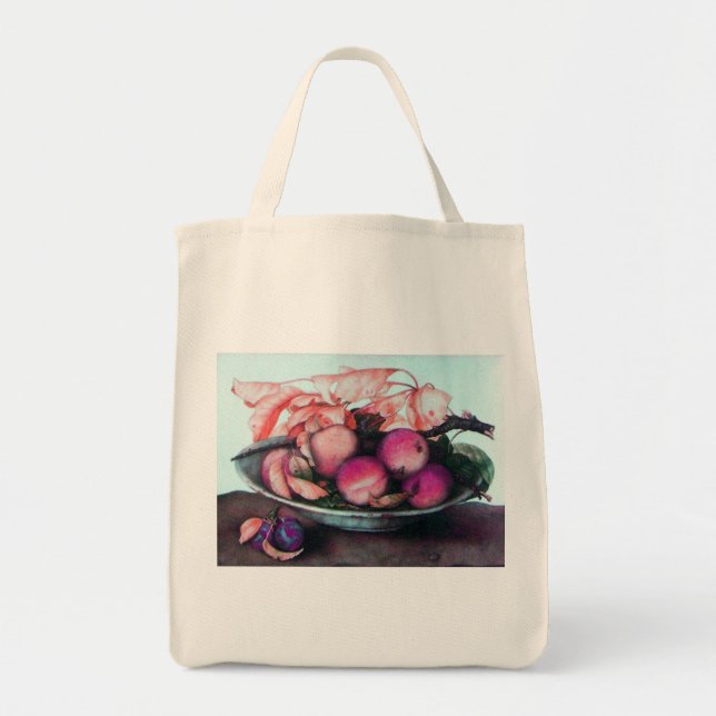 Bolso De Tela Melocotones y ciruelas de TEMPORADA (Frente)