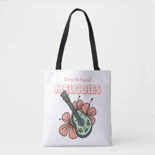 Bolso De Tela Melodías Tropicales Ukulele Arte Floral