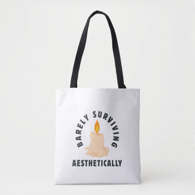 Bolso De Tela Melting Candle "Barely Surviving Aesthetically" (Anverso)