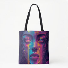 Melting Reality Tote Bag - Trippy Psychedelic Neon
