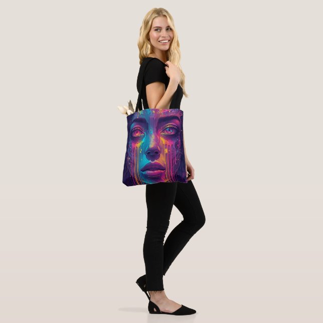 Bolso De Tela Melting Reality Tote Bag - Trippy Psychedelic Neon (Puesto)