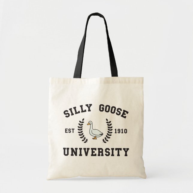Bolso De Tela Meme de la Universidad tonta de Silly Goose (Frente)