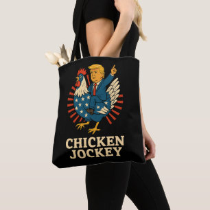 Bolso De Tela Meme divertido de Jockey sobre pollo Trump