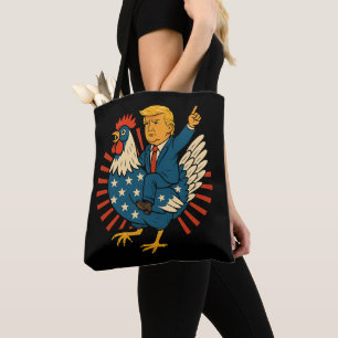 Bolso De Tela Meme divertido de Jockey sobre pollo Trump