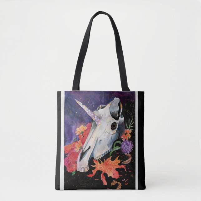 Bolso De Tela Memory Maps Autumn Vibes Unicorn Skull Poster (Anverso)