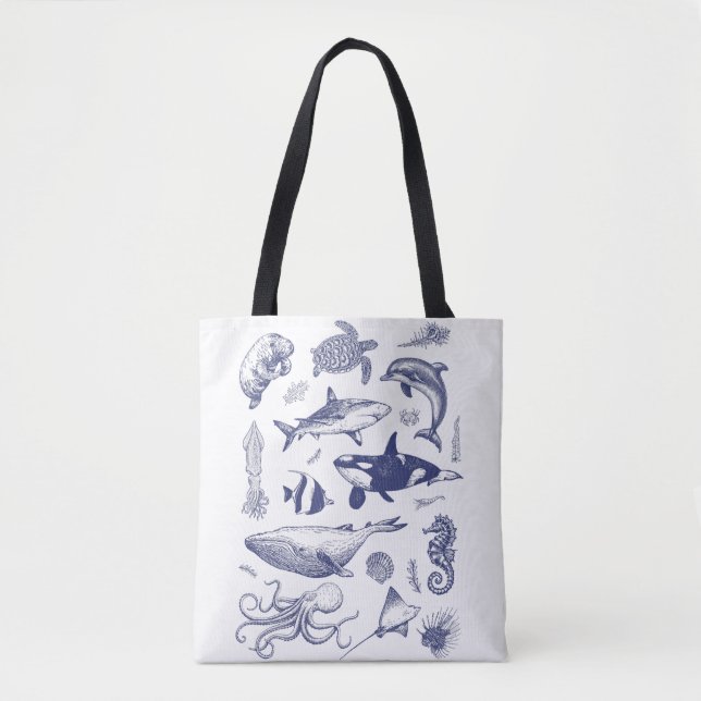 Bolso De Tela Menagerie Azul Profunda (Anverso)