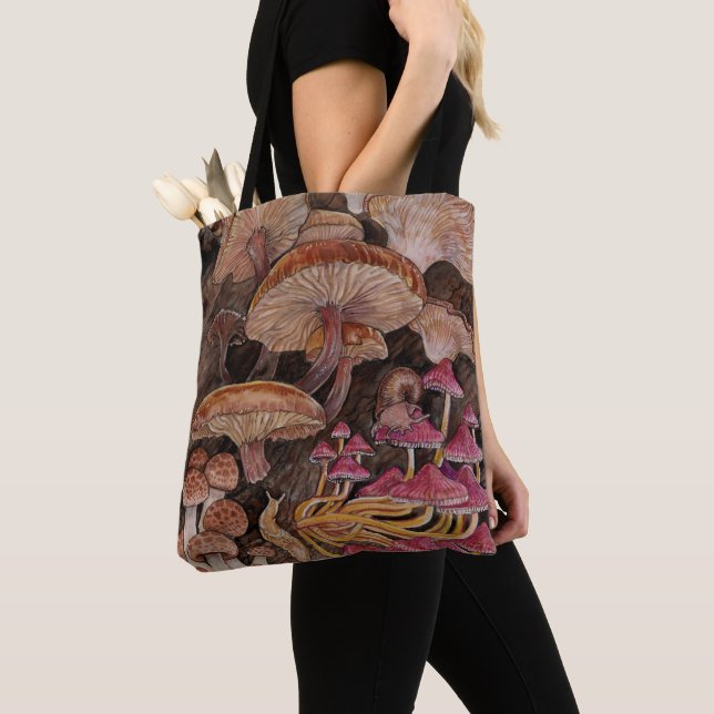 Bolso De Tela Menagerie of Mushrooms (Detalle)