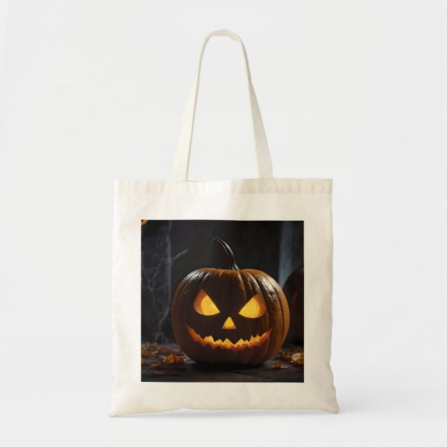 Bolso De Tela Mención de calabaza de Halloween, (Frente)