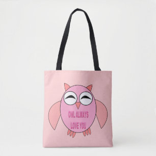 Bolso De Tela Mensaje de amor lindo Owl Tote Bag
