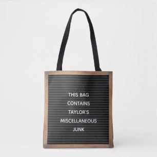 Bolso De Tela Mensaje de Personalizado de Rótulo de marco negro