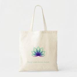 Bolso De Tela Mensaje de personalizado Flor verde azul Lotus