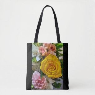 Bolso De Tela Mensaje de rosa amarillo