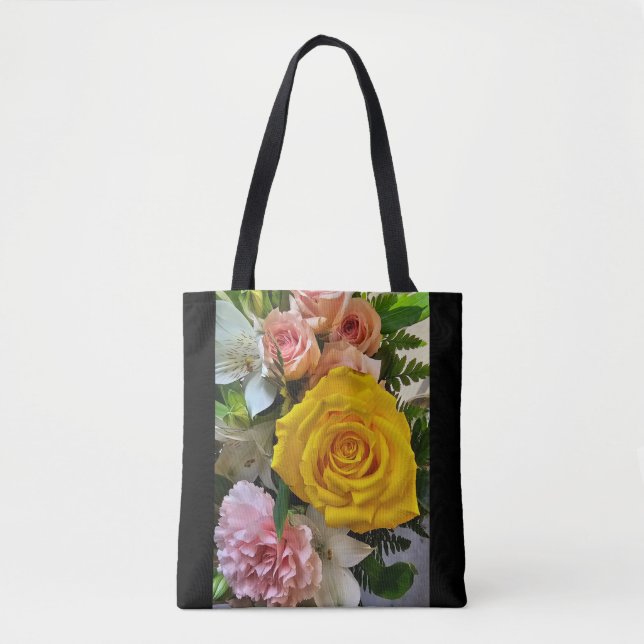 Bolso De Tela Mensaje de rosa amarillo (Anverso)