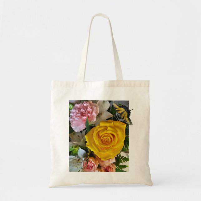 Bolso De Tela Mensaje de rosa amarillo (Frente)