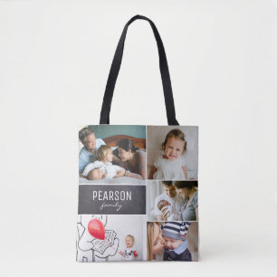 Bolso De Tela Mensaje especial del Collage de fotos familiares p