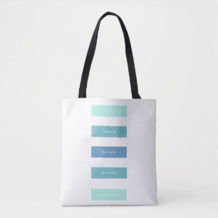 Bolso De Tela Mensaje Personalizado de cinco palabras verde azul