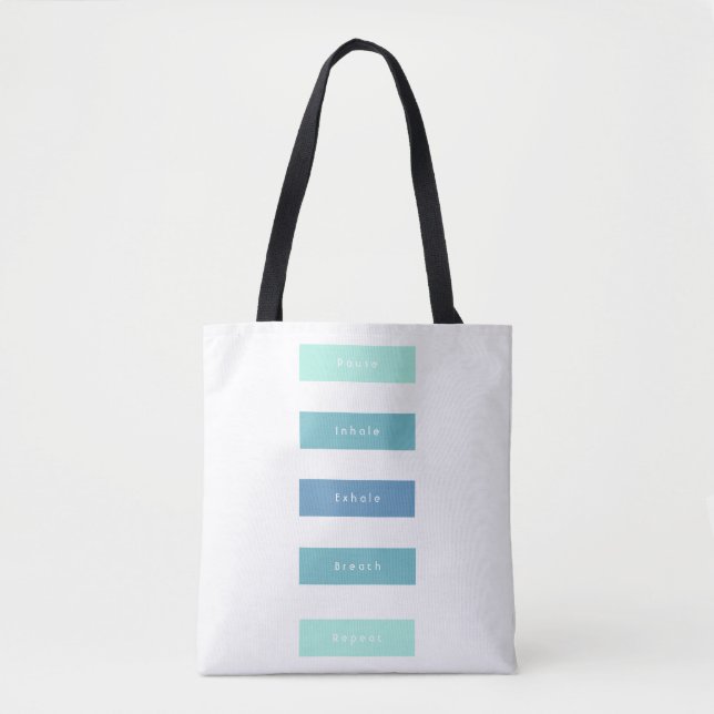 Bolso De Tela Mensaje Personalizado de cinco palabras verde azul (Anverso)