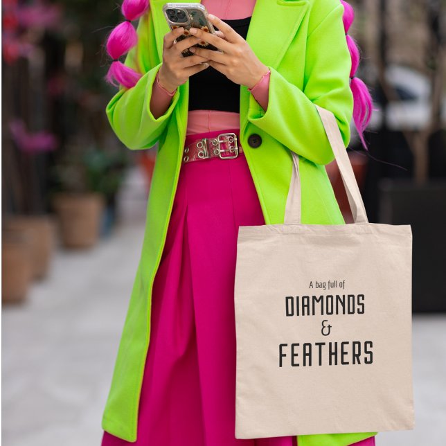 Bolso De Tela Mensaje único de diamantes y plumas (Combine the elegance of diamonds with the lightness of feathers!)