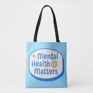 Bolso De Tela Mental Health Matters Quote - Modern Blue & Yellow