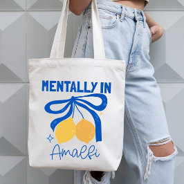 Bolso De Tela Mentalmente en Amalfi Italia Limón Coqueta Azul