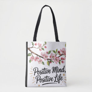 Bolso De Tela Mente positiva, vida positiva - Flora Inspiradora