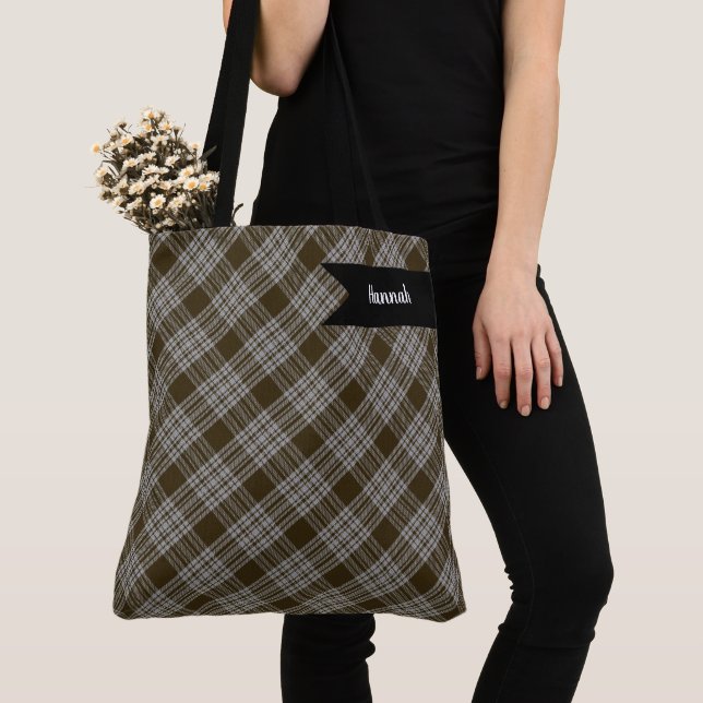Bolso De Tela Menzies Brown Clan Tartán Escocia Plaid (Detalle)