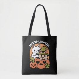 Bolso De Tela Meow-Loween - Diseño festivo de gatos de Halloween