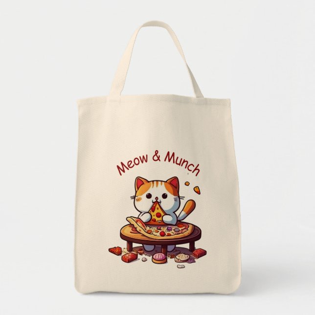 Bolso De Tela Meow & Munch Pizza Cat Tote Bag (Frente)